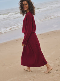 Pull Agathe rouge bourgogne en laine fine mérinos