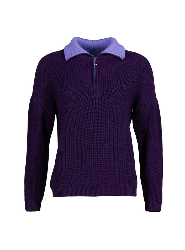 pull agnès violet encrier vue studio col ouvert
