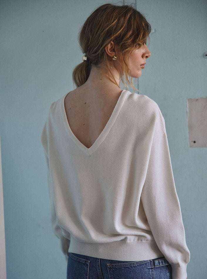 texture fluide régulière pull aglaé blanc naturel