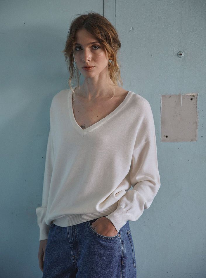pull aglaé blanc naturel esprit minimaliste
