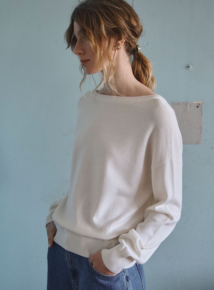pull aglaé blanc naturel maille fine élégante