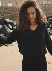 texture textile fine pull aglaé noir