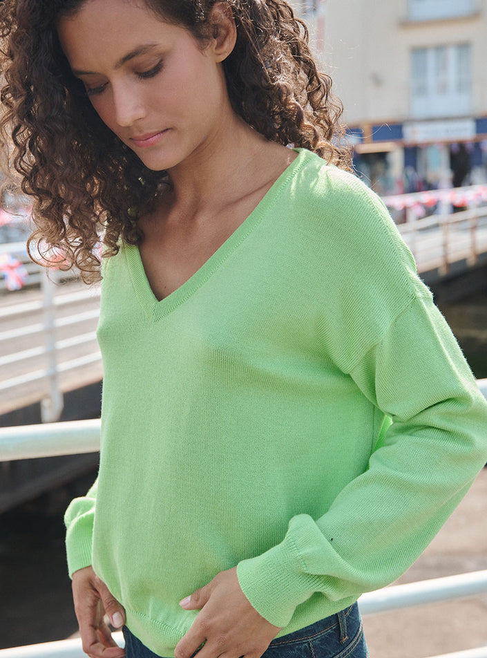Pull ample maille jersey vert vif