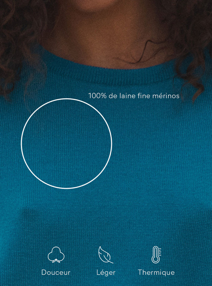 Détail maille jersey pull Agathe laine mérinos