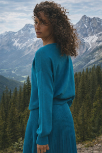 pull agathe bleu atlantique coupe féminine ample