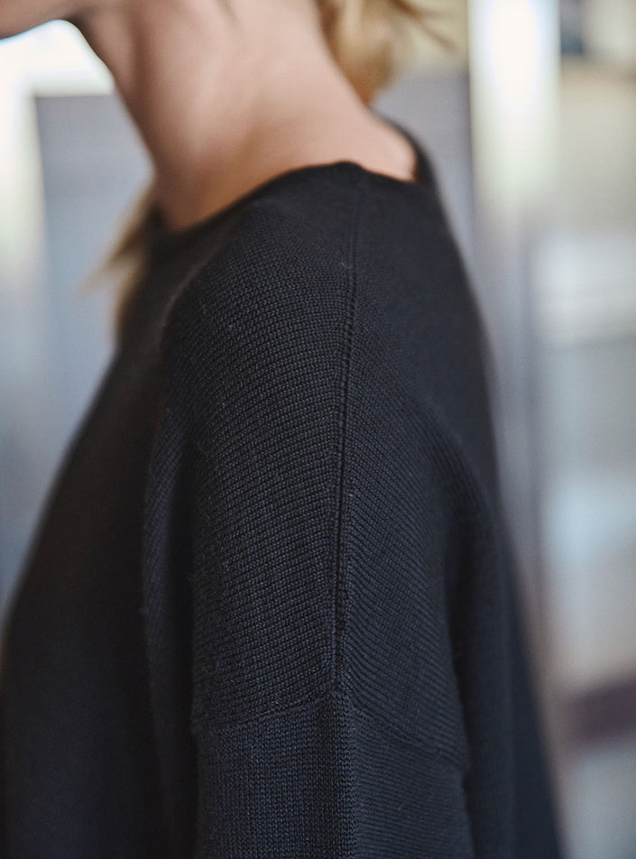 texture tricot fine pull agathe noir