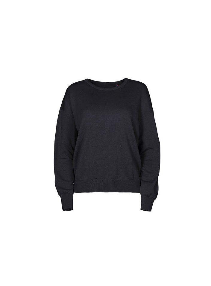 Pull Agathe uni noir en maille jersey