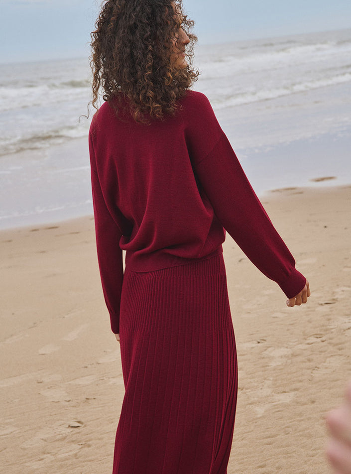 Pull Agathe manches longues finitions bords côtes