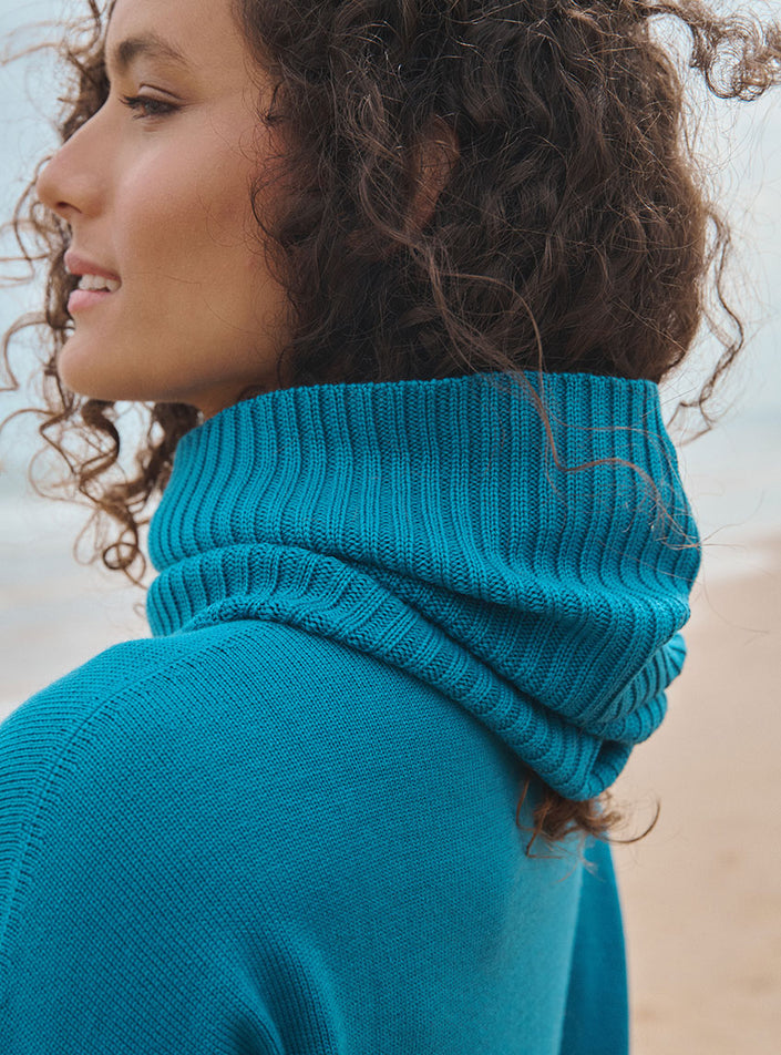 Aspect textile doux et confortable du col anaïs bleu atlantique