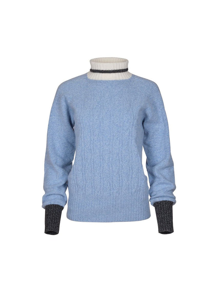 Pull Anna bleu mouliné en laine recyclée