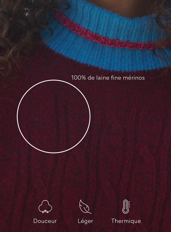 focus matière maille jersey pull anna rouge terre mouline composition