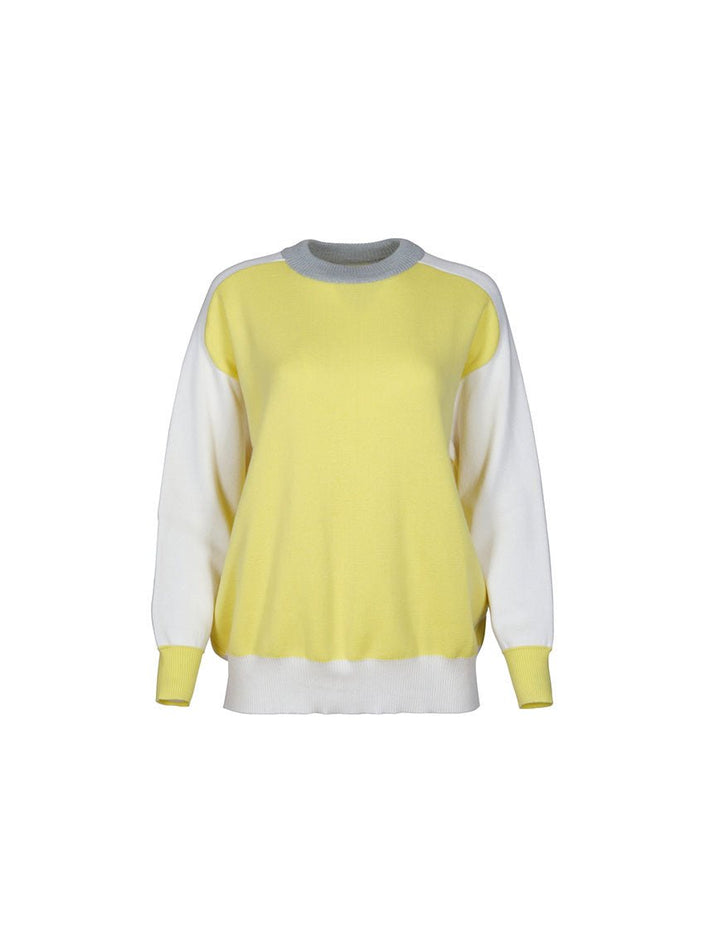 Pull Aude en laine fine mérinos tricolore jaune