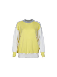 Pull Aude en laine fine mérinos tricolore jaune