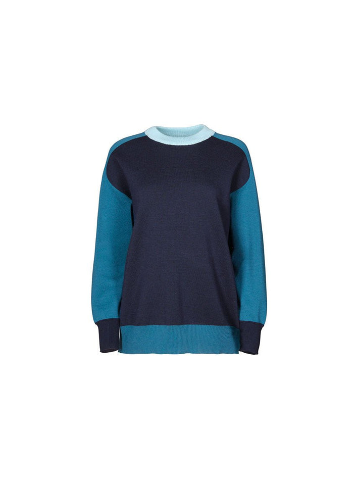 Pull Aude tricolore avec jeu de couleur bleu