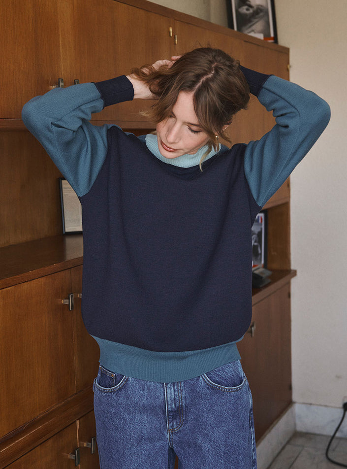 Pull Aude porté avec bord-côtes visibles