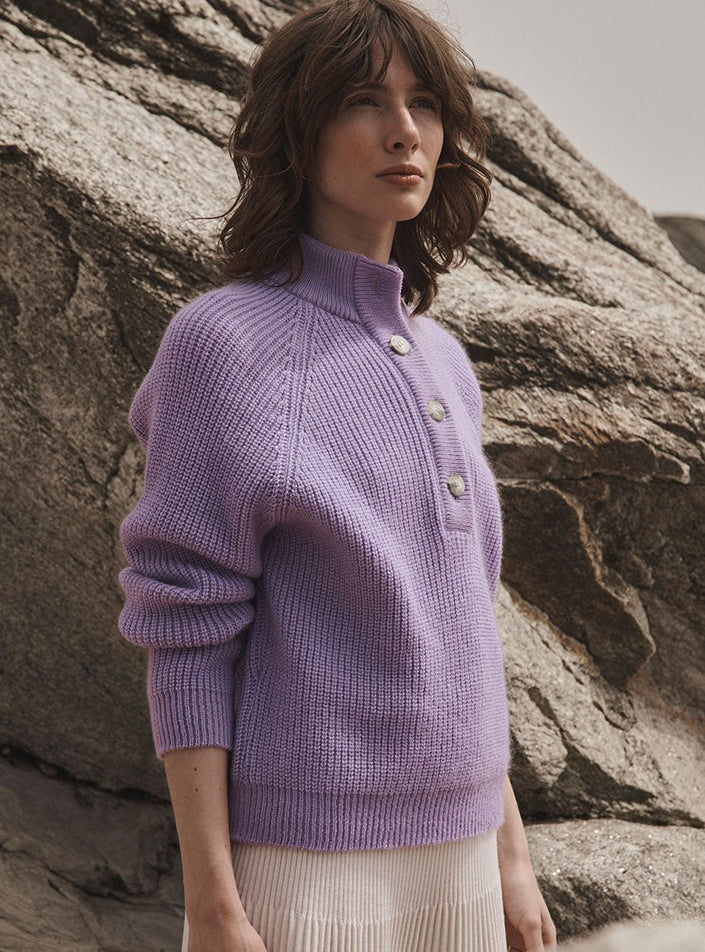 pull aurélie violet parme en maille duveteuse