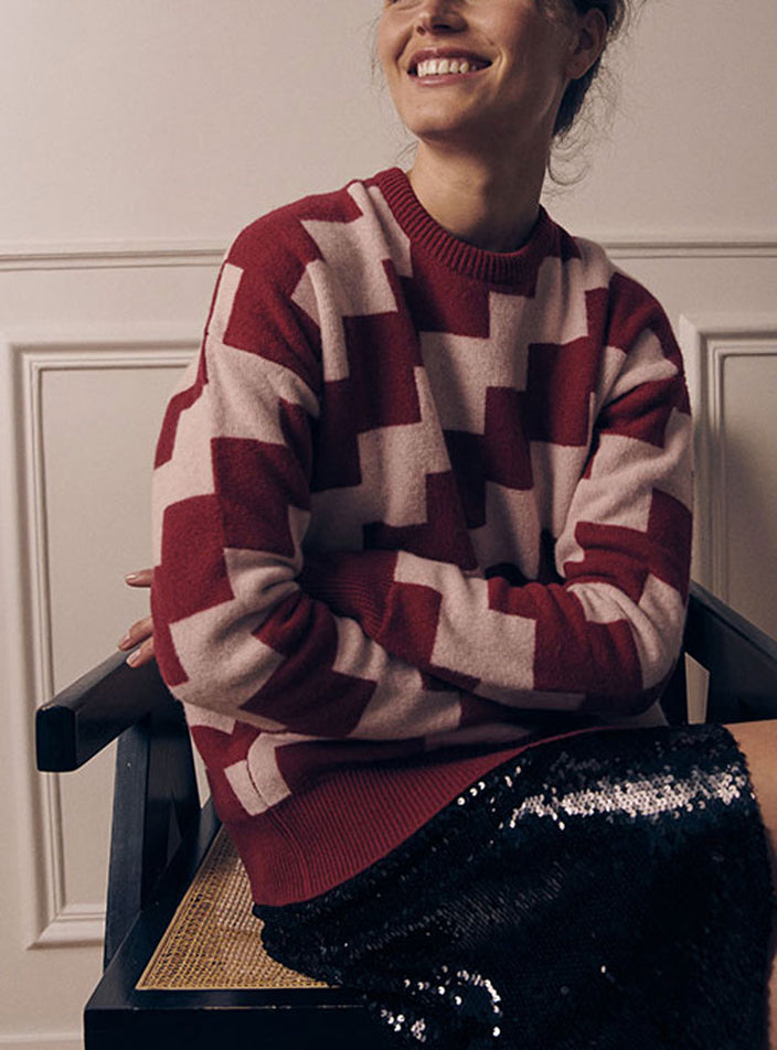 pull angele rouge laine mérinos