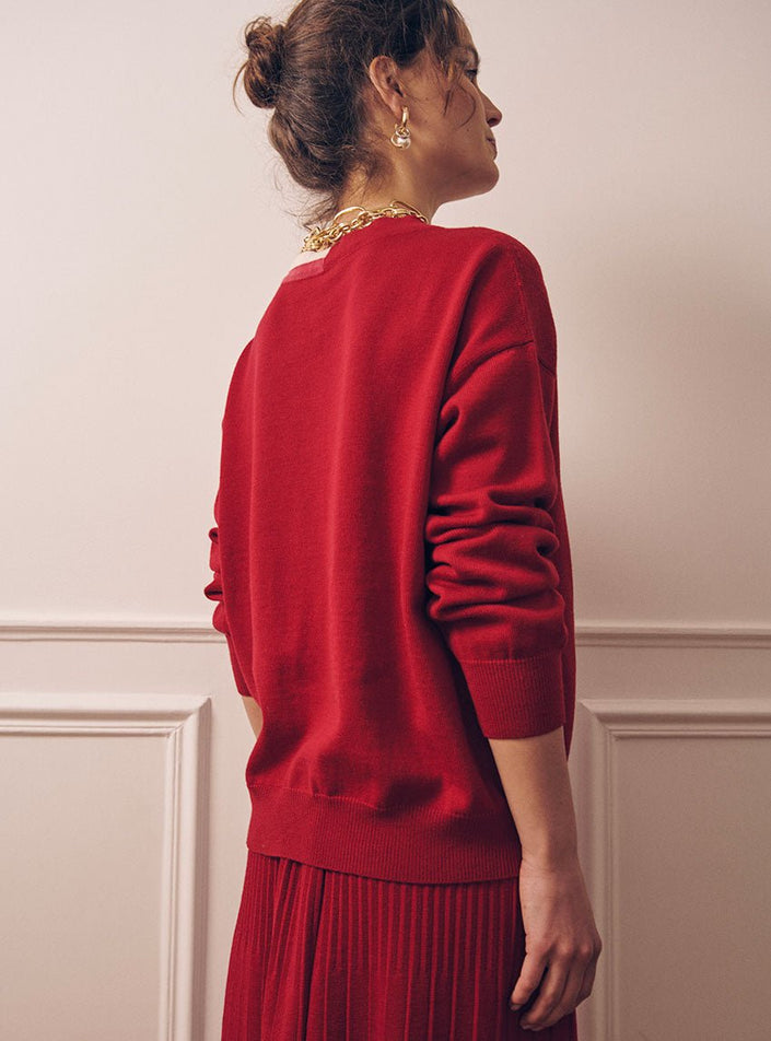 Gilet Annabelle rouge foncé en laine