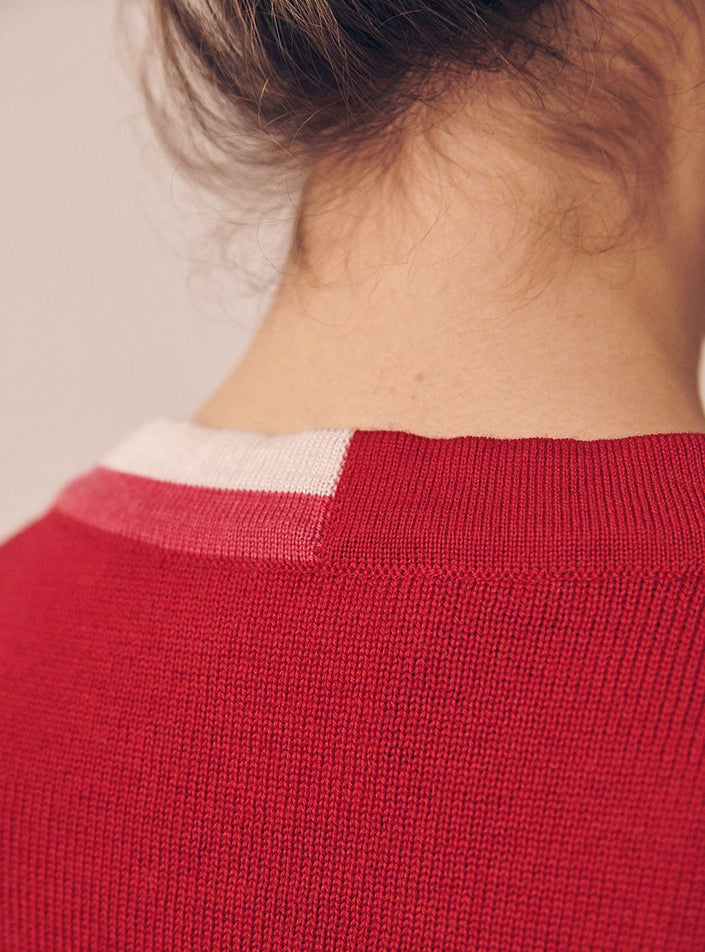 Gilet Annabelle focus jeu de couleur encolure