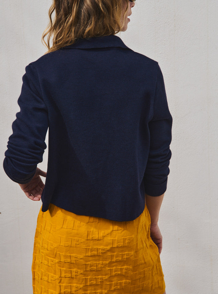 veste armelle bleu marine veste courte maille fine