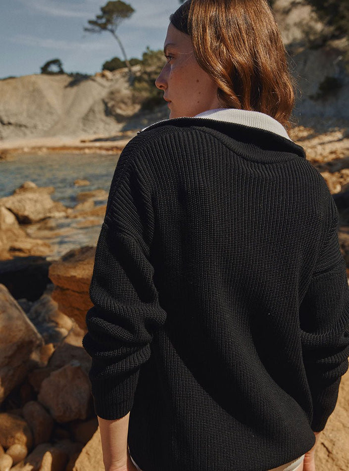 Veste Aurore maille perlée noir