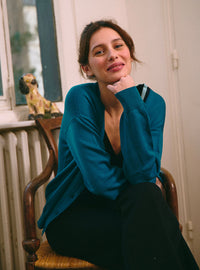 gilet Annabelle bleu paon LAFRANÇAISE