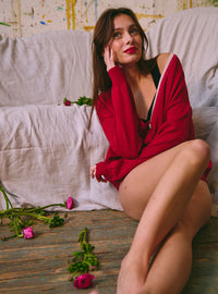 gilet Annabelle rouge foncé en laine mérinos LAFRANÇAISE