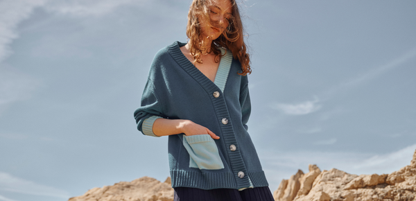 gilet albertine bicolore en laine épaisse