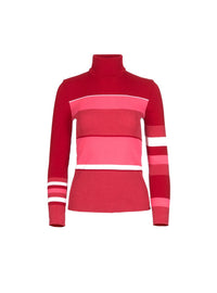 Pull Anémone rayé rouge cerise maille côtelée