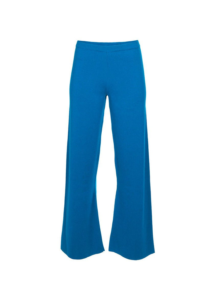Pantalon Alexia bleu paon en maille point de rome