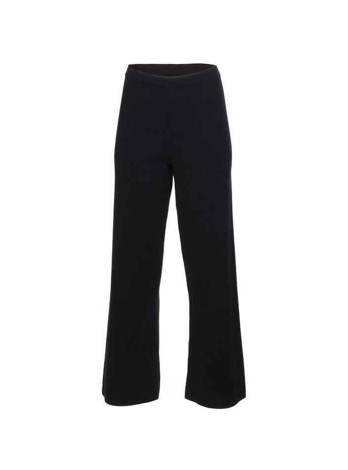 Pantalon Alexia noir en laine mérinos maille point de Rome