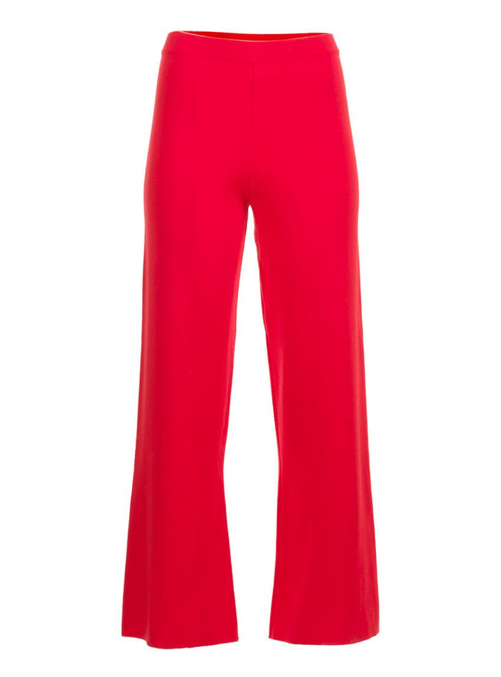 Pantalon Alexia uni en maille point de rome rouge doux