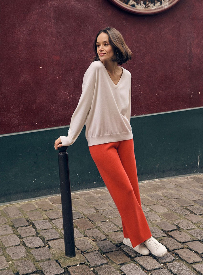 texture textile douce pantalon alexia rouge doux