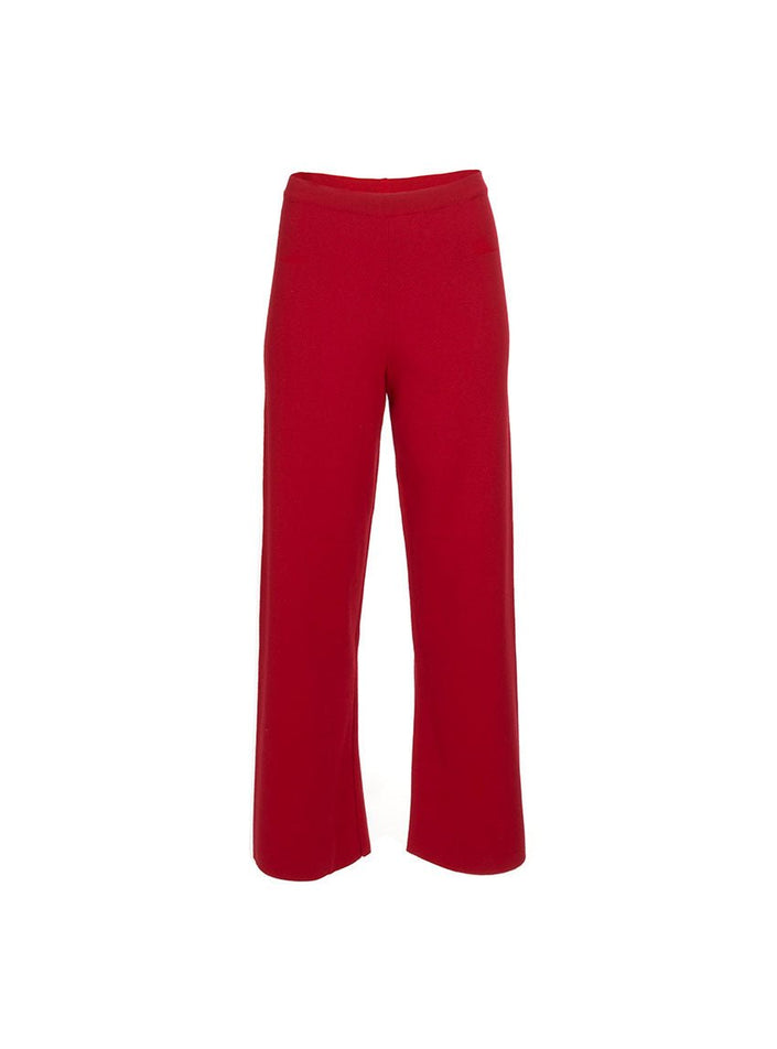 Pantalon Alexia en maille point de rome rouge foncé