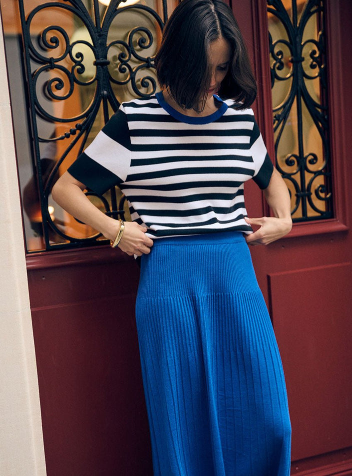 jupe alexandra bleu électrique tombé long élégant