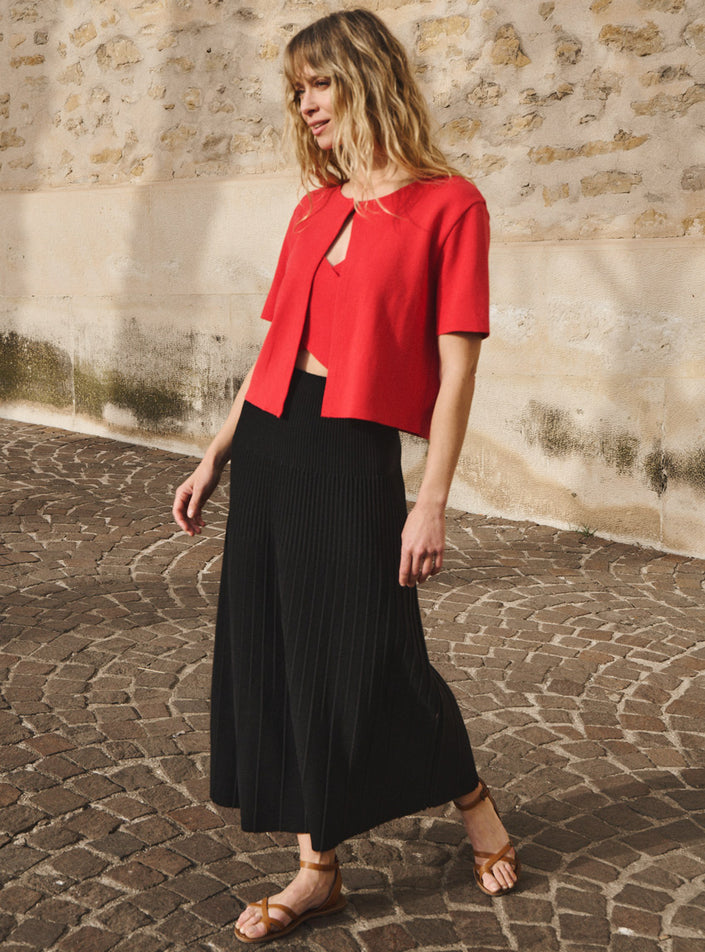 jupe alexandra noir jupe longue en maille plissée noire élégante