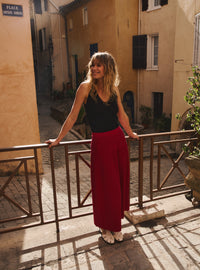jupe alexandra rose rubis jupe longue maille plissée élégante
