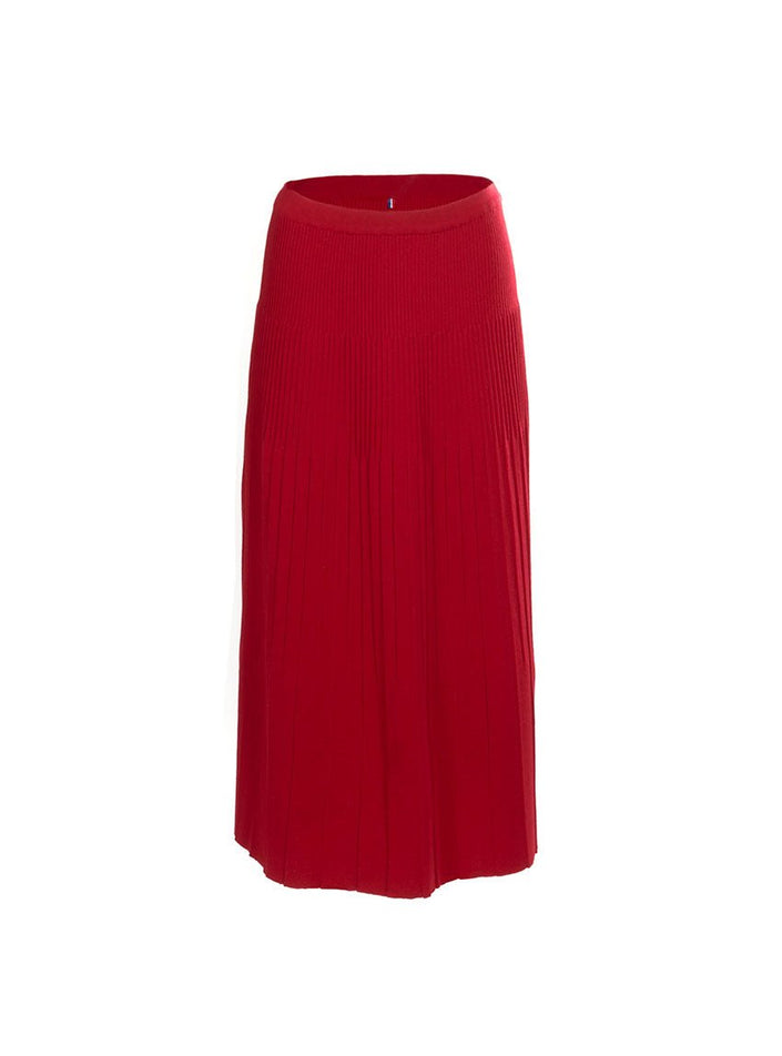 Jupe longue en laine mérinos rouge foncé