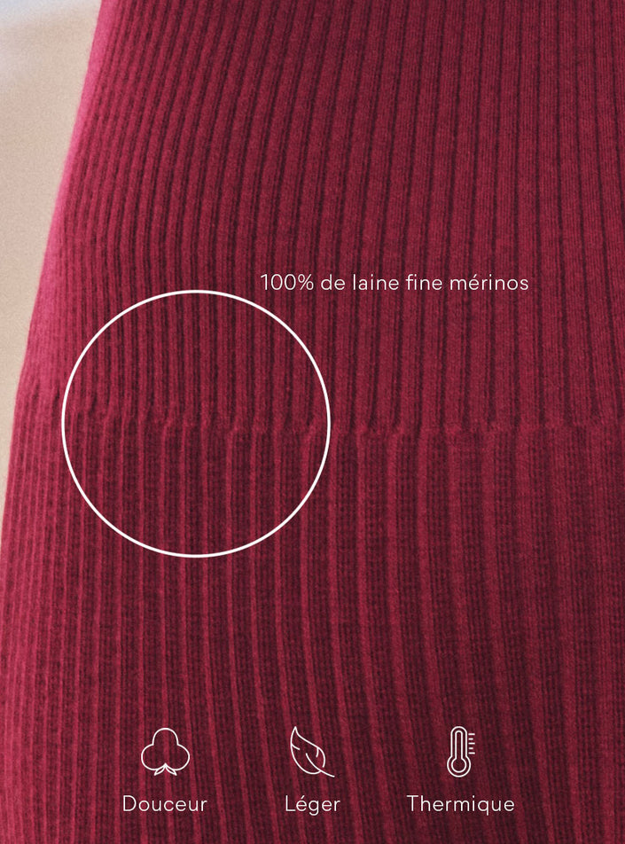 focus matière maille jersey jupe alexandra rouge bourgogne composition matière