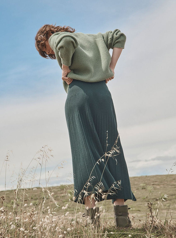 jupe maille longue jupe alexandra vert sombre