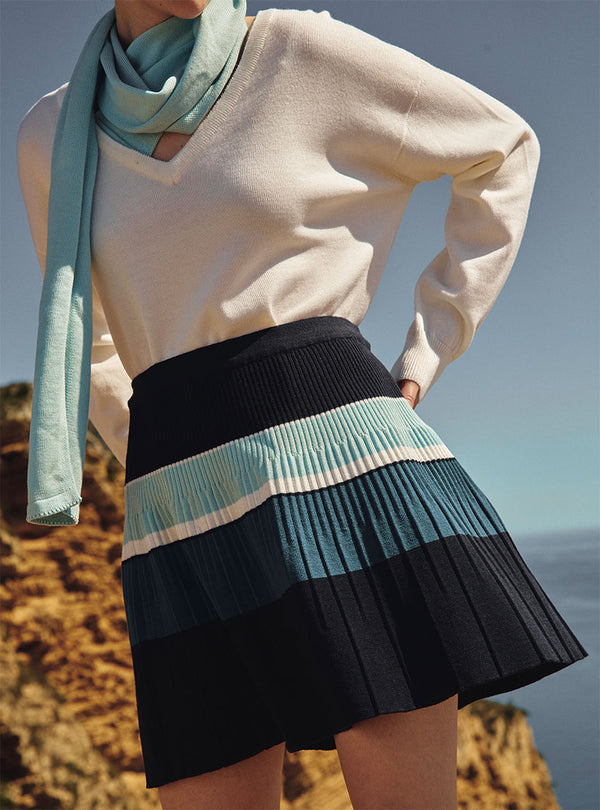 jupe courte plissée en maille jersey
