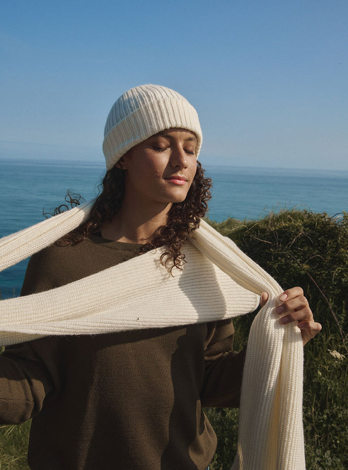 tricot hivernal femme echarpe alix blanc naturel