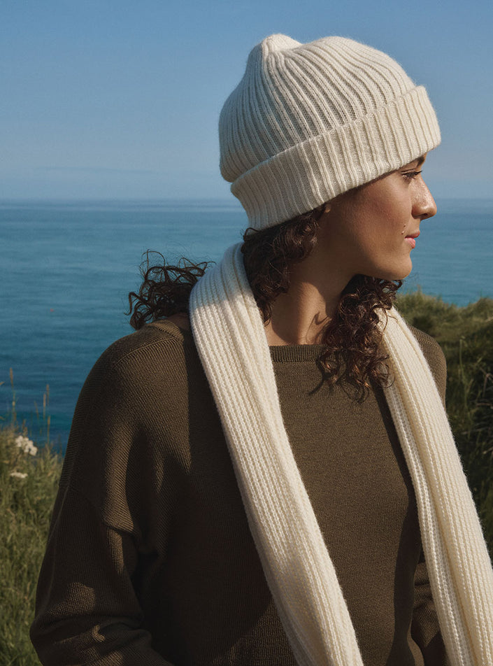 grande maille enveloppante echarpe alix blanc naturel