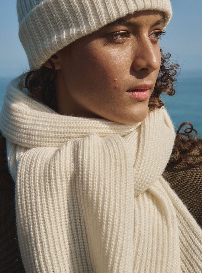 echarpe maille épaisse femme echarpe alix blanc naturel