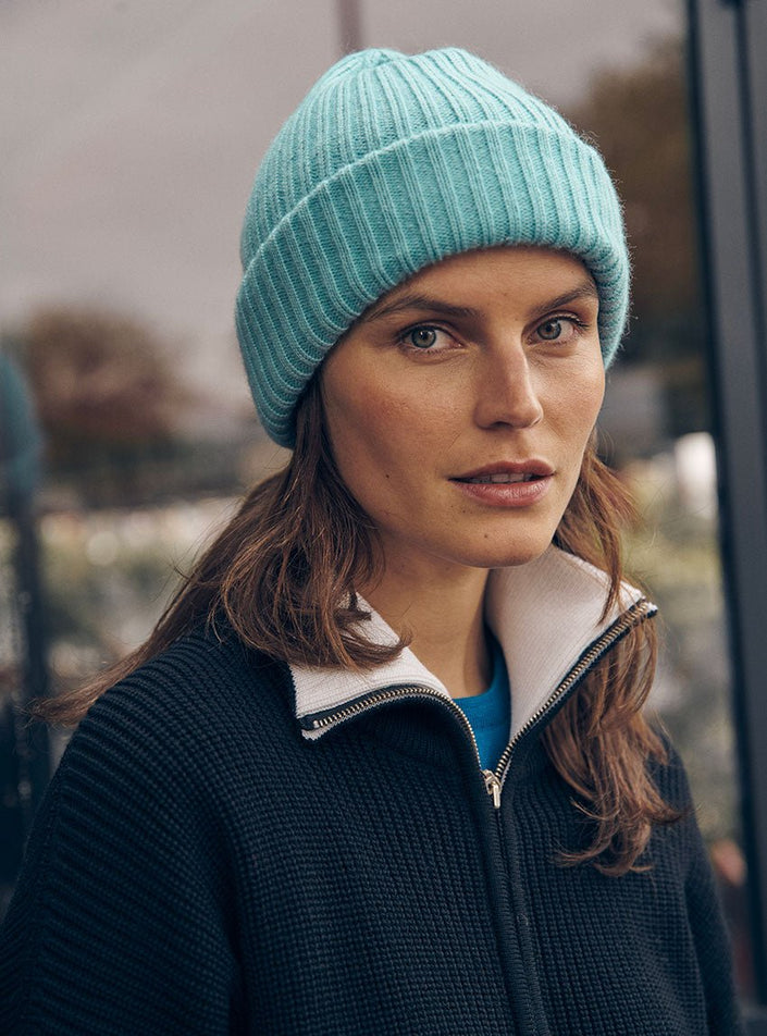 Bonnet Ambre vert iceberg en mohair