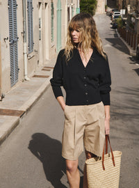 gilet bertille noir cendre gilet femme en maille fine boutonné col V