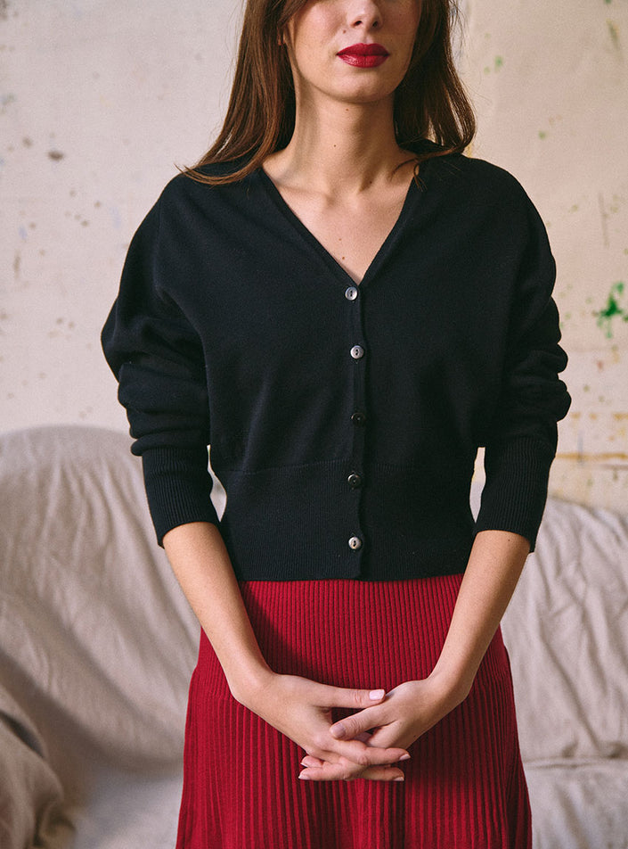 Gilet bertille noir de face