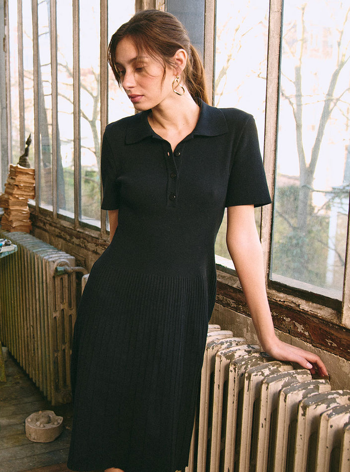 robe en maille noire structurée robe bess noir cendre