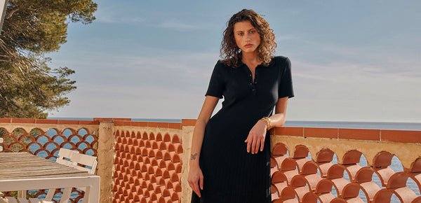 bannière robe bess noir en maille