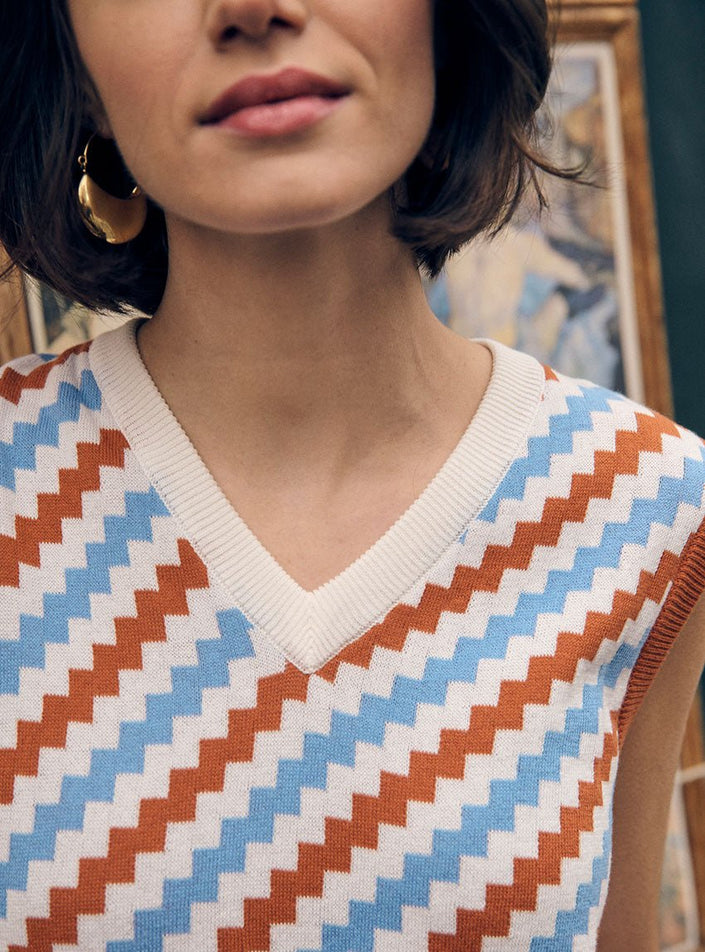 pull betty bleu aster style rétro féminin